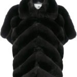 Black Chinchilla Fur Jacket Short Sleeves