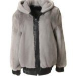 Reversible Hooded Mink Leather Bomber Jacket