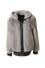 Reversible Hooded Mink Leather Bomber Jacket