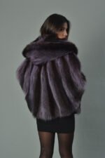 Purple Raccoon Fur Cape - Image 3