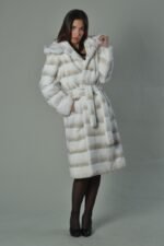 White Rex Fur Coat Hood and Belt