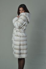 White Rex Fur Coat Hood and Belt - Image 5