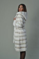 White Rex Fur Coat Hood and Belt - Image 3