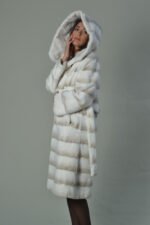 White Rex Fur Coat Hood and Belt - Image 2