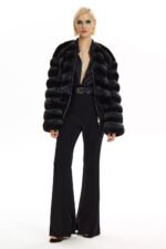 Gray Black Chinchilla Bomber Jacket Zerah - Image 3