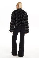 Gray Black Chinchilla Bomber Jacket Zerah - Image 2