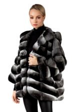 Hooded Chinchilla Fur Coat Freya - Image 3