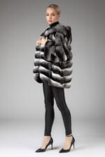 Hooded Chinchilla Fur Coat Freya - Image 4