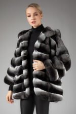 Hooded Chinchilla Fur Coat Freya - Image 5