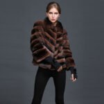 Brown Chocolate Chinchilla Fur Coat Gabrielle - Image 3