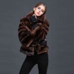Brown Chocolate Chinchilla Fur Coat Gabrielle - Image 4