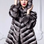 Chinchilla fur coat Hooded Elisabeth