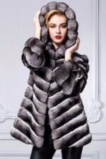 Chinchilla fur coat Hooded Elisabeth