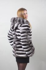 Hooded Chinchilla Coat Mid Hip Length - Image 3