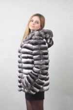Hooded Chinchilla Coat Mid Hip Length - Image 2