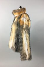 Mens Cross Fox Fur Bomber Jacket Stand Up Collar - Image 4