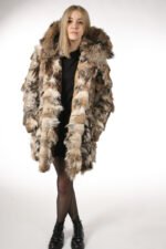 Bobcat Lynx Fur Coat Hooded Sectional - Image 3