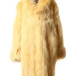 Yellow Fox Fur Coat Hooded Full Length