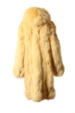 Yellow Fox Fur Coat Hooded Full Length - Image 2