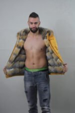 Yellow Reversible Fox Fur Lined Hooded Parka - Image 3