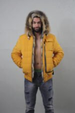 Yellow Reversible Fox Fur Lined Hooded Parka - Image 5