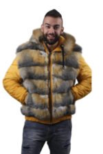 Yellow Reversible Fox Fur Lined Hooded Parka