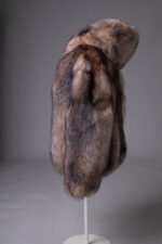 Hooded Crystal Fox Fur Bomber Jacket Reversible - Image 2