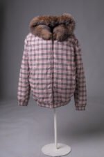 Hooded Crystal Fox Fur Bomber Jacket Reversible - Image 4
