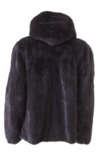 Men's Gray Mink Fur Bomber jacket Hooded - Image 2