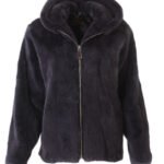 Men's Gray Mink Fur Bomber jacket Hooded