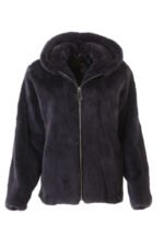 Men's Gray Mink Fur Bomber jacket Hooded