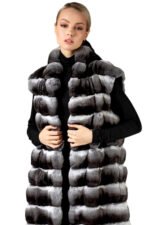 Long Chinchilla Fur Vest Nadia - Image 2