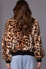 Leopard Print Rex Fur Bomber Jacket Sizes M-L - Image 6