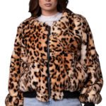 Leopard Print Rex Fur Bomber Jacket Sizes M-L