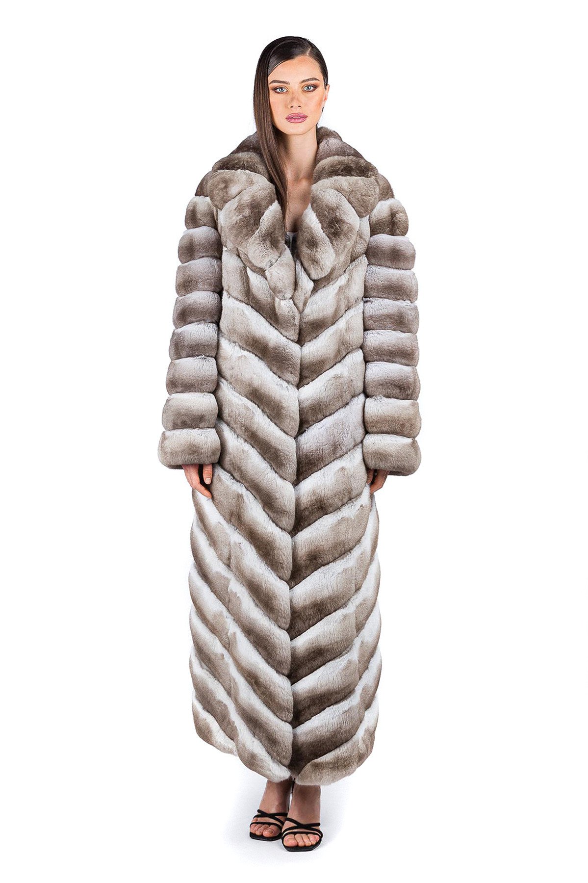 Long_beige_chinchilla_fur_coat_5__20517 Long Beige Chinchilla Coat - Image 1