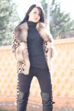 Rex Rabbit Fur Jacket Sheared Leopard