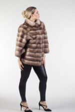 Golden Brown Sable Fur Coat with Slits - Image 4