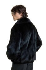 Mens Black Fox Fur Jacket - Image 2