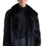 Mens Black Fox Fur Jacket