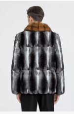 Men's Chinchilla Fur Bomber Sable Collar - Image 4