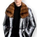 Men's Chinchilla Fur Bomber Sable Collar