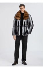 Men's Chinchilla Fur Bomber Sable Collar - Image 3
