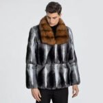 Men's Chinchilla Fur Bomber Sable Collar - Image 2