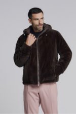 Brown Hooded Mink Fur Jacket - Image 4