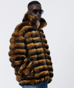 Men's Yellow Black Chinchilla Bomber - Image 4