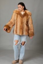 Raccoon Fur Bomber Jacket Hooded - Image 5