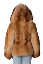 Raccoon Fur Bomber Jacket Hooded - Image 2