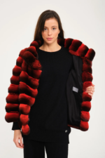 Red Chinchilla Fur Jacket Hera - Image 4