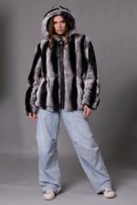 Rex Chinchilla Hooded Bomber Jacket Sizes L-XL - Image 6