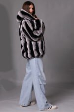 Rex Chinchilla Hooded Bomber Jacket Sizes L-XL - Image 4